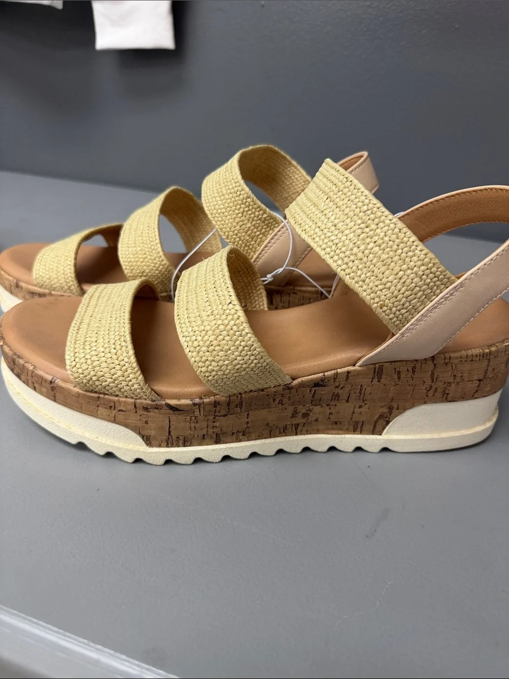 Universal Thread Women's Triple-Strap Woven Sandals in Natural Straw